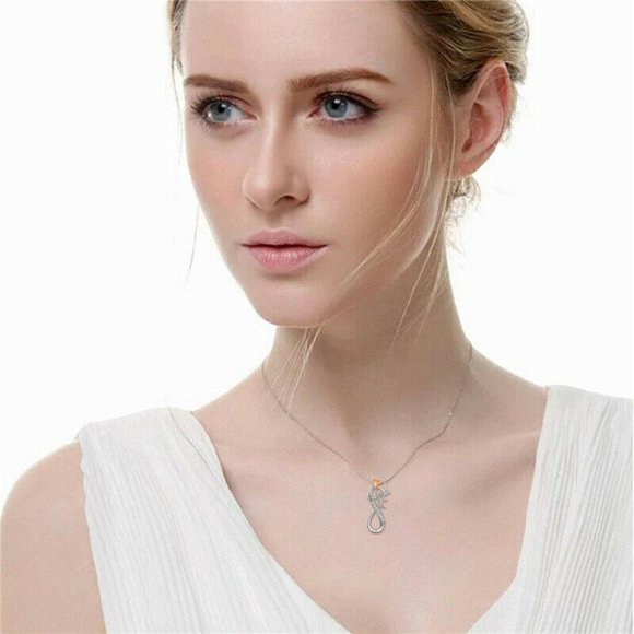 Silver Necklace Infinity Rose Flower Pendant CZ - Picture 4 of 5